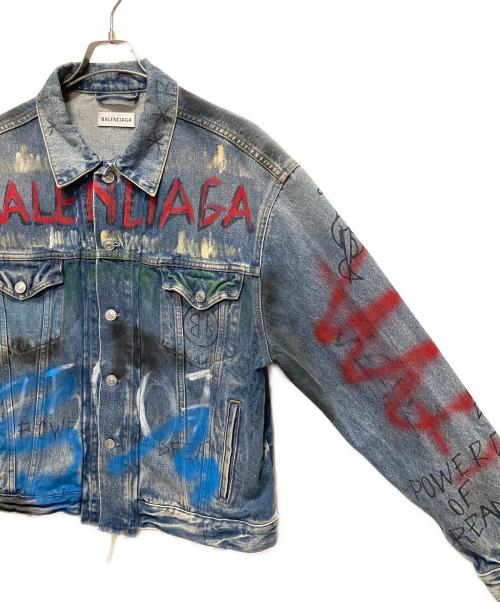 BALENCIAGA（バレンシアガ）BALENCIAGA (バレンシアガ) 18AW Graffiti Paint Denim Jacket/グラフティペイントデニムジャケット インディゴ サイズ:36の古着・服飾アイテム