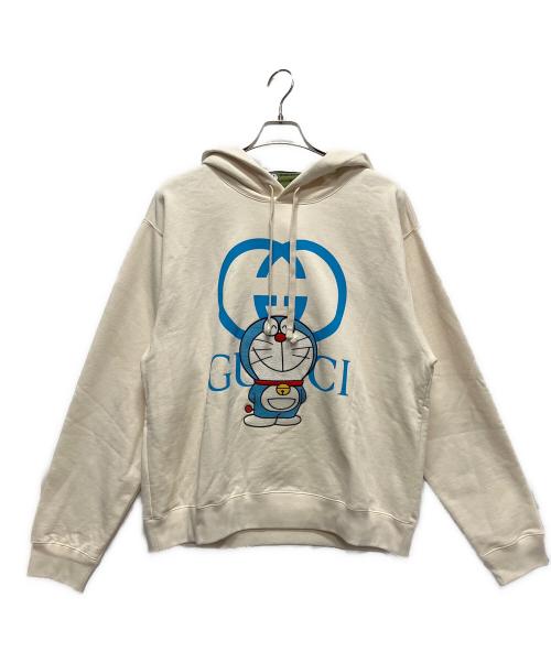 GUCCI（グッチ）GUCCI (グッチ) GUCCI×Doraemon Character Patch Pullover Hoodie/DORAEMONロゴパーカー アイボリー サイズ:Mの古着・服飾アイテム