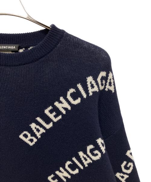 BALENCIAGA（バレンシアガ）BALENCIAGA (バレンシアガ) オーバーサイズドロゴニット ネイビー サイズ:XSの古着・服飾アイテム
