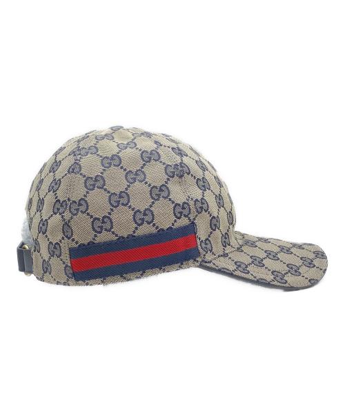 GUCCI（グッチ）GUCCI (グッチ) GGロゴキャップ ベージュ×ネイビー サイズ:Lの古着・服飾アイテム