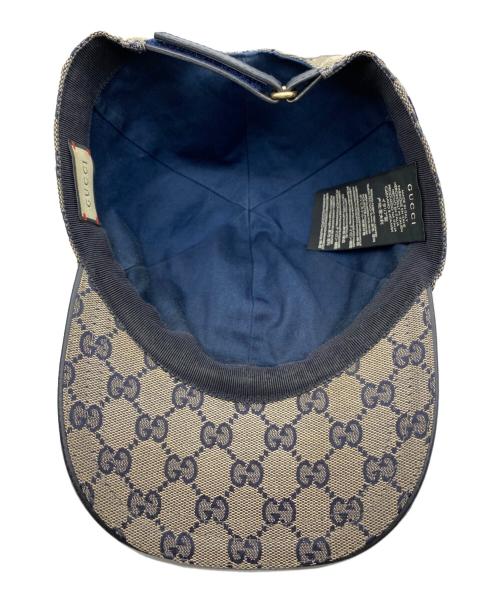 GUCCI（グッチ）GUCCI (グッチ) GGロゴキャップ ベージュ×ネイビー サイズ:Lの古着・服飾アイテム