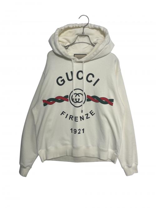 GUCCI（グッチ）GUCCI (グッチ) FIRENZEロゴパーカー ホワイト サイズ:XSの古着・服飾アイテム