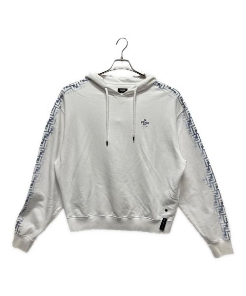 FENDI（フェンディ）FENDI (フェンディ) Logo Hoodie/ロゴスリーブパーカー ホワイト サイズ:Mの古着・服飾アイテム