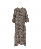 CELINEセリーヌ）の古着「総柄シャツワンピース」｜ブラック×ベージュ