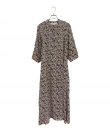 CELINE（セリーヌ）の古着「総柄シャツワンピース」｜ブラック×ベージュ