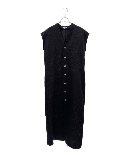 BLAMINK（ブラミンク）BLAMINK (ブラミンク) SUMMER クラッシュサテンノースリーブワンピース ブラック サイズ:36の古着・服飾アイテム