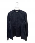 BLAMINKブラミンク）の古着「ノーカラーシャツ」｜ブラック