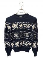 CHANELシャネル）の古着「クローバーココカシミヤ混ニット」｜ネイビー