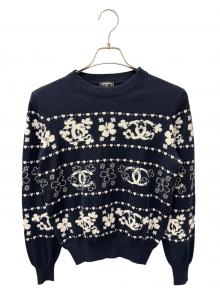 CHANEL（シャネル）の古着「クローバーココカシミヤ混ニット」｜ネイビー