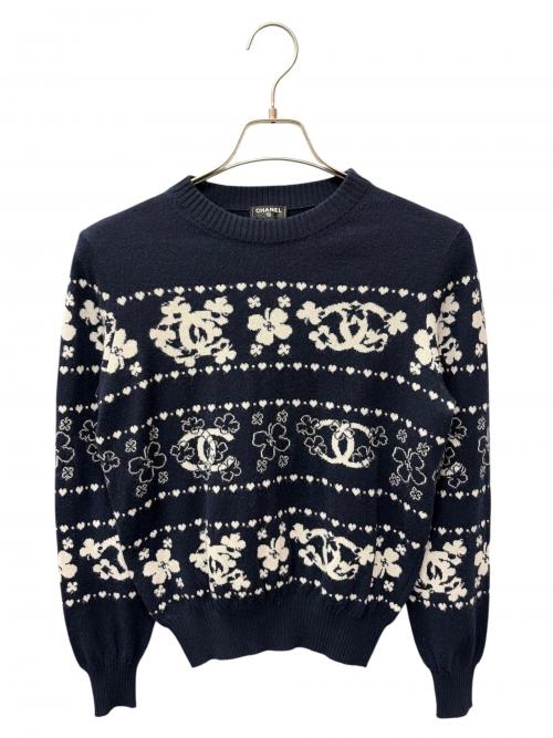 CHANEL（シャネル）CHANEL (シャネル) クローバーココカシミヤ混ニット ネイビー サイズ:36の古着・服飾アイテム