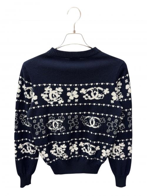 CHANEL（シャネル）CHANEL (シャネル) クローバーココカシミヤ混ニット ネイビー サイズ:36の古着・服飾アイテム