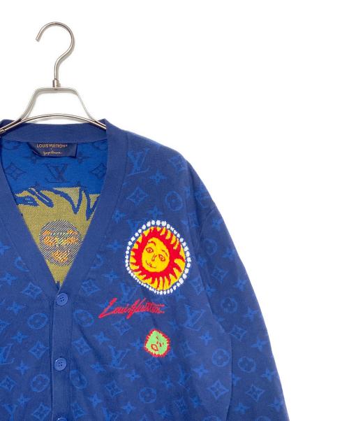 LOUIS VUITTON（ルイ ヴィトン）LOUIS VUITTON (ルイ ヴィトン) 草間彌生 (クサマヤヨイ) モノグラムVネックカーディガン ブルー サイズ:XLの古着・服飾アイテム