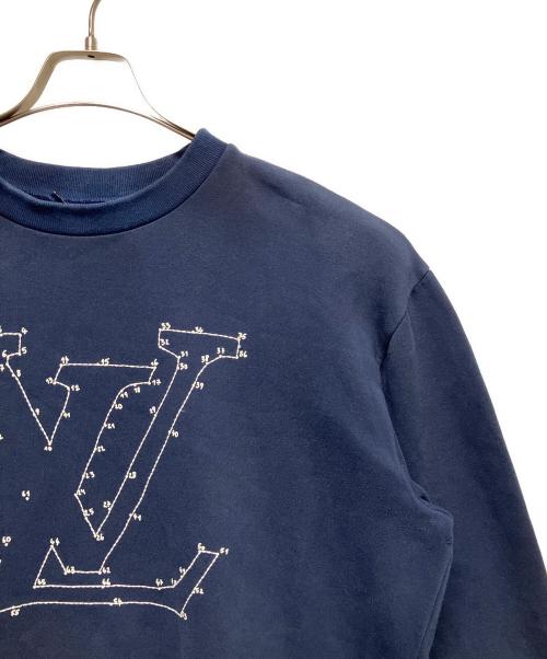LOUIS VUITTON（ルイ ヴィトン）LOUIS VUITTON (ルイ ヴィトン) LVLogo Embroidered Sweatshirt/LVステッチプリントエンブロイダリースウェット ネイビー サイズ:XLの古着・服飾アイテム