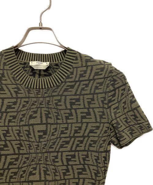 FENDI（フェンディ）FENDI (フェンディ) ズッカ柄ニットワンピース カーキ サイズ:40の古着・服飾アイテム