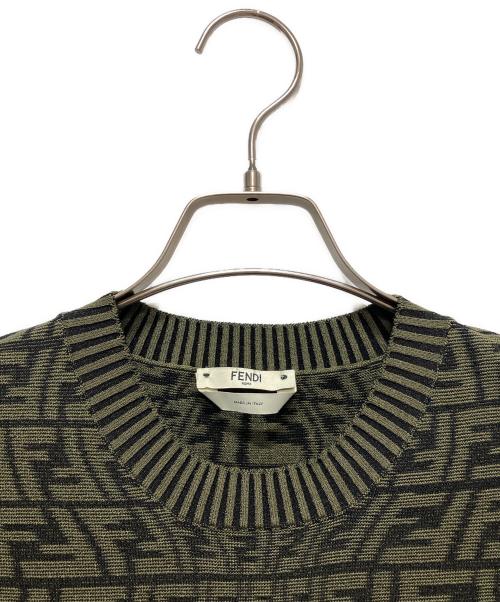 FENDI（フェンディ）FENDI (フェンディ) ズッカ柄ニットワンピース カーキ サイズ:40の古着・服飾アイテム