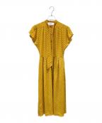 CELINEセリーヌ）の古着「ラヴァリエール ドットシルクワンピース」｜イエロー