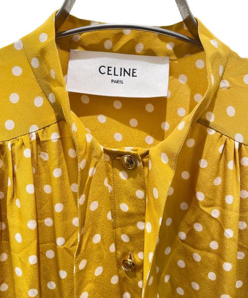 CELINE（セリーヌ）CELINE (セリーヌ) ラヴァリエール ドットシルクワンピース イエロー サイズ:34の古着・服飾アイテム