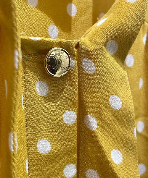 CELINE（セリーヌ）CELINE (セリーヌ) ラヴァリエール ドットシルクワンピース イエロー サイズ:34の古着・服飾アイテム