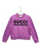 GUCCIグッチ）の古着「Gucci sexiness print sweatshirt/ロゴスウェット」｜パープル