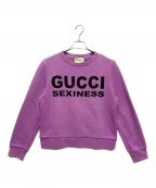 GUCCIグッチ）の古着「Gucci sexiness print sweatshirt/ロゴスウェット」｜パープル