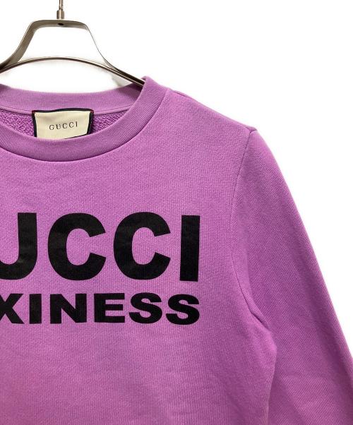 GUCCI（グッチ）GUCCI (グッチ) Gucci sexiness print sweatshirt/ロゴスウェット パープル サイズ:Sの古着・服飾アイテム