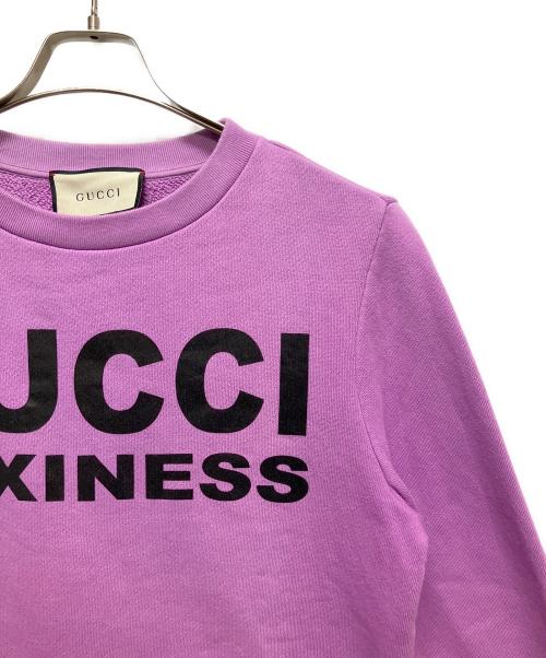 GUCCI（グッチ）GUCCI (グッチ) Gucci sexiness print sweatshirt/ロゴスウェット パープル サイズ:Sの古着・服飾アイテム