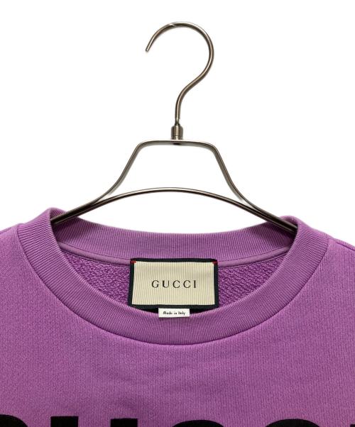 GUCCI（グッチ）GUCCI (グッチ) Gucci sexiness print sweatshirt/ロゴスウェット パープル サイズ:Sの古着・服飾アイテム