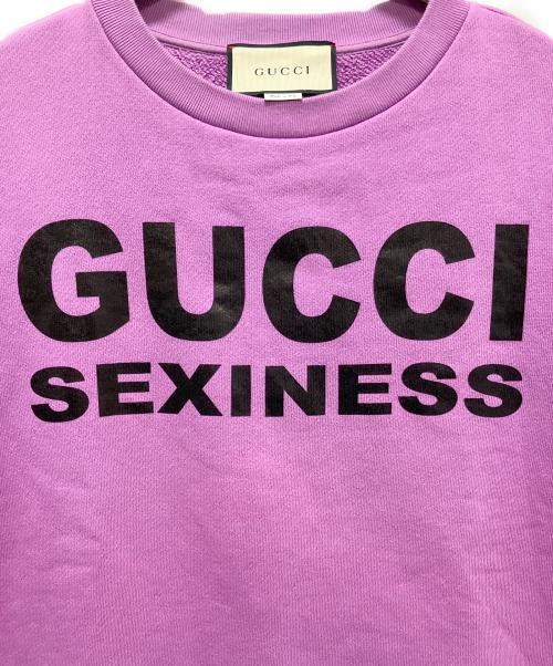 GUCCI（グッチ）GUCCI (グッチ) Gucci sexiness print sweatshirt/ロゴスウェット パープル サイズ:Sの古着・服飾アイテム
