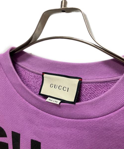 GUCCI（グッチ）GUCCI (グッチ) Gucci sexiness print sweatshirt/ロゴスウェット パープル サイズ:Sの古着・服飾アイテム