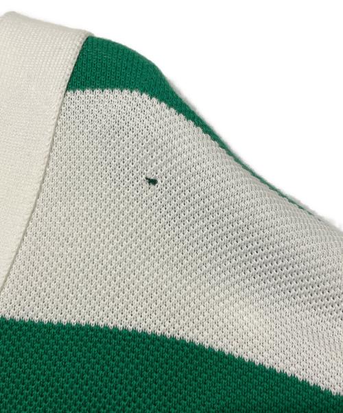 GUCCI（グッチ）GUCCI (グッチ) Striped cotton V-neck cardigan/ボーダーVネックニットカーディガン ホワイト×グリーン サイズ:Mの古着・服飾アイテム