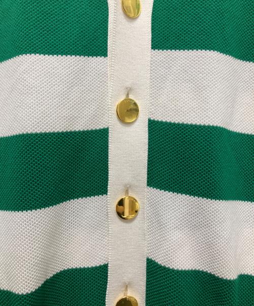 GUCCI（グッチ）GUCCI (グッチ) Striped cotton V-neck cardigan/ボーダーVネックニットカーディガン ホワイト×グリーン サイズ:Mの古着・服飾アイテム