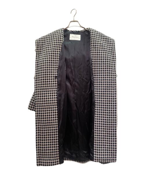 MaxMara（マックスマーラ）MaxMara (マックスマーラ) ギンガムチェック柄 コート ネイビー×ホワイト サイズ:36の古着・服飾アイテム