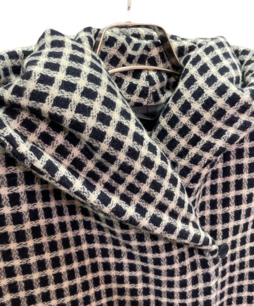 MaxMara（マックスマーラ）MaxMara (マックスマーラ) ギンガムチェック柄 コート ネイビー×ホワイト サイズ:36の古着・服飾アイテム