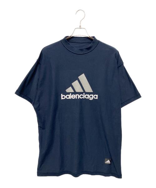 BALENCIAGA（バレンシアガ）BALENCIAGA (バレンシアガ) adidas (アディダス) ロゴ刺繍インサイドアウトTシャツ ネイビー サイズ:2の古着・服飾アイテム