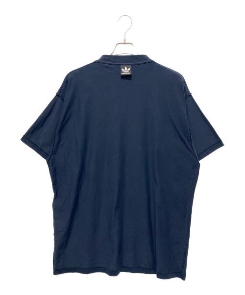 BALENCIAGA（バレンシアガ）BALENCIAGA (バレンシアガ) adidas (アディダス) ロゴ刺繍インサイドアウトTシャツ ネイビー サイズ:2の古着・服飾アイテム