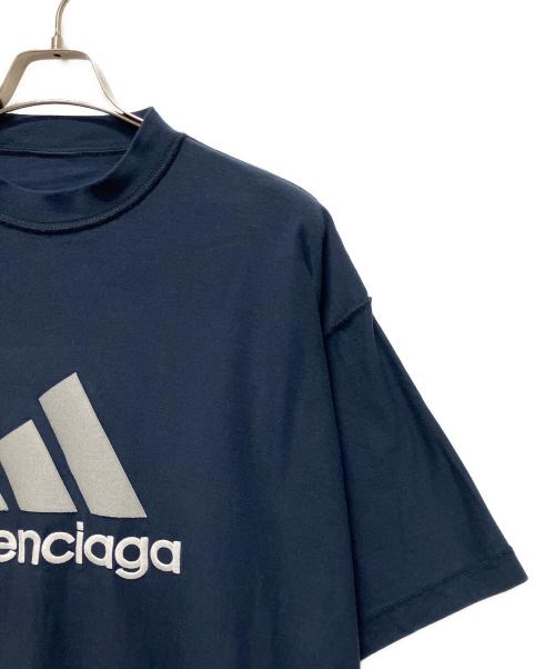 BALENCIAGA（バレンシアガ）BALENCIAGA (バレンシアガ) adidas (アディダス) ロゴ刺繍インサイドアウトTシャツ ネイビー サイズ:2の古着・服飾アイテム
