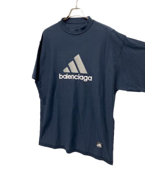 BALENCIAGA（バレンシアガ）BALENCIAGA (バレンシアガ) adidas (アディダス) ロゴ刺繍インサイドアウトTシャツ ネイビー サイズ:2の古着・服飾アイテム