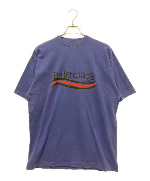 BALENCIAGA（バレンシアガ）BALENCIAGA (バレンシアガ) キャンペーンロゴユーズド加工Tシャツ ブルー サイズ:Sの古着・服飾アイテム