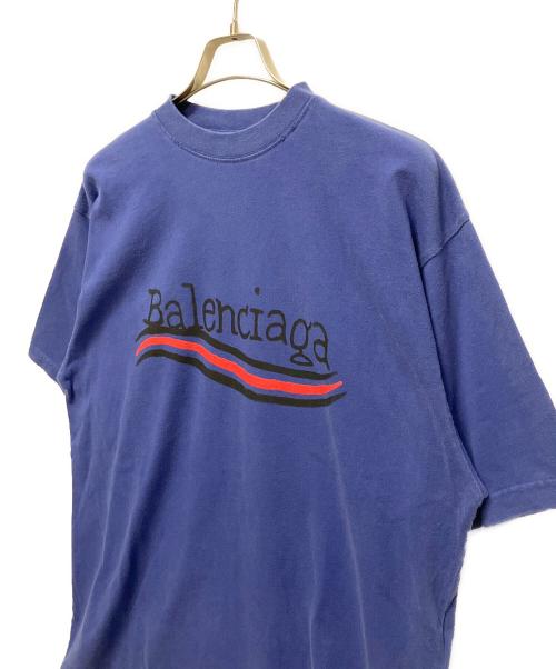 BALENCIAGA（バレンシアガ）BALENCIAGA (バレンシアガ) キャンペーンロゴユーズド加工Tシャツ ブルー サイズ:Sの古着・服飾アイテム