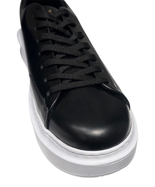 LOUIS VUITTON（ルイ ヴィトン）LOUIS VUITTON (ルイ ヴィトン) LVロゴ レザースニーカー ブラック サイズ:6 1/2の古着・服飾アイテム