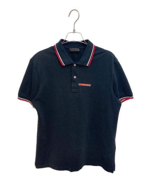 PRADA（プラダ）PRADA (プラダ) ロゴポロシャツ ブラック サイズ:Mの古着・服飾アイテム