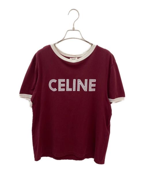 CELINE（セリーヌ）CELINE (セリーヌ) ロゴトリムTシャツ ワインレッド サイズ:Mの古着・服飾アイテム