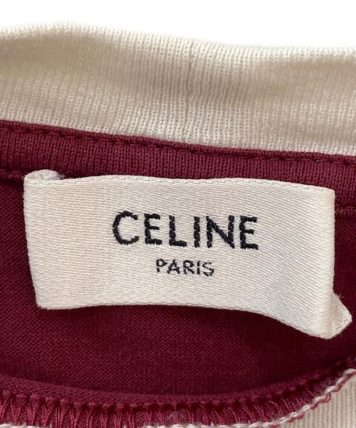 CELINE（セリーヌ）CELINE (セリーヌ) ロゴトリムTシャツ ワインレッド サイズ:Mの古着・服飾アイテム