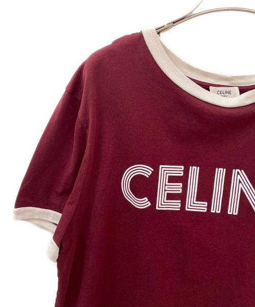 CELINE（セリーヌ）CELINE (セリーヌ) ロゴトリムTシャツ ワインレッド サイズ:Mの古着・服飾アイテム