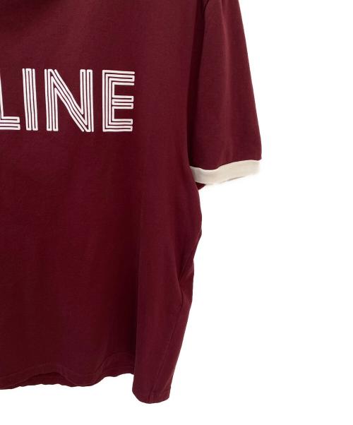 CELINE（セリーヌ）CELINE (セリーヌ) ロゴトリムTシャツ ワインレッド サイズ:Mの古着・服飾アイテム