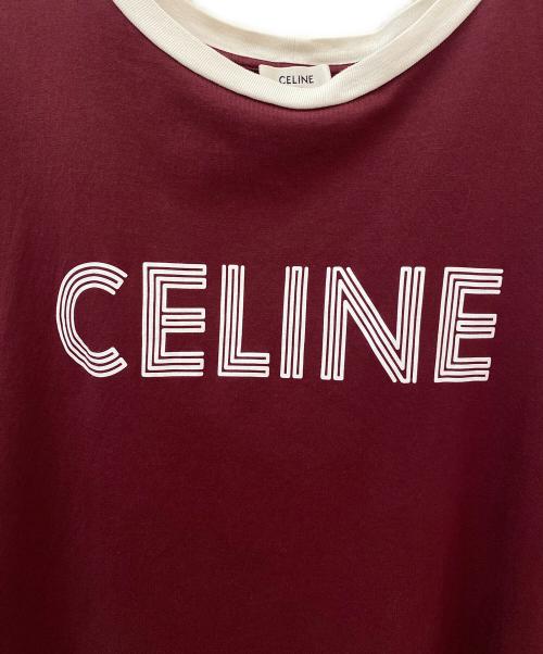 CELINE（セリーヌ）CELINE (セリーヌ) ロゴトリムTシャツ ワインレッド サイズ:Mの古着・服飾アイテム
