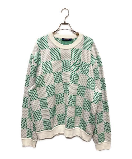 LOUIS VUITTON（ルイ ヴィトン）LOUIS VUITTON (ルイ ヴィトン) 24SS Damier Cotton Sweatshirt/ダミエコットンスウェット グリーン×ホワイト サイズ:XXLの古着・服飾アイテム