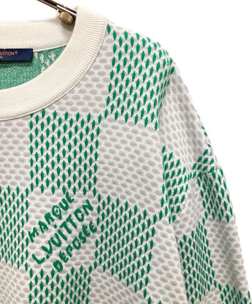 LOUIS VUITTON（ルイ ヴィトン）LOUIS VUITTON (ルイ ヴィトン) 24SS Damier Cotton Sweatshirt/ダミエコットンスウェット グリーン×ホワイト サイズ:XXLの古着・服飾アイテム