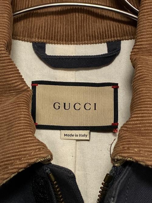 GUCCI（グッチ）GUCCI (グッチ) Cotton Canvas and GG Supreme Jacket 'Dark Grey' ベージュ×ネイビー サイズ:48の古着・服飾アイテム