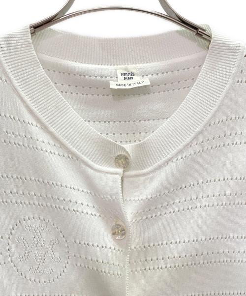 HERMES（エルメス）HERMES (エルメス) パンチング カーディンガン ホワイト サイズ:40の古着・服飾アイテム